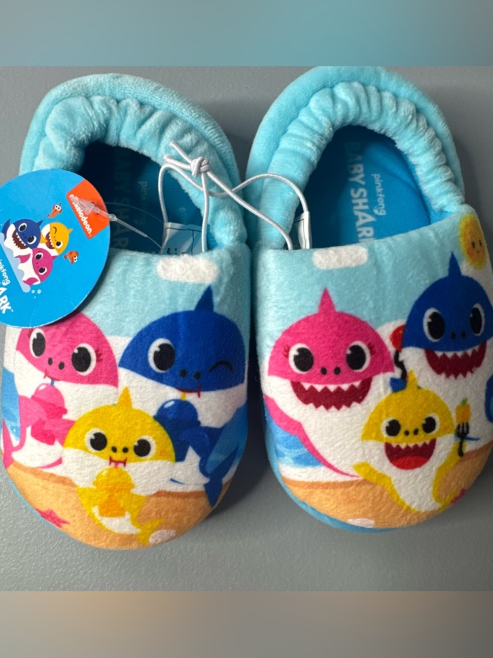 Nickelodeon pink fong show Baby Shark Plush Slippers cozy grip sole warm colorfu